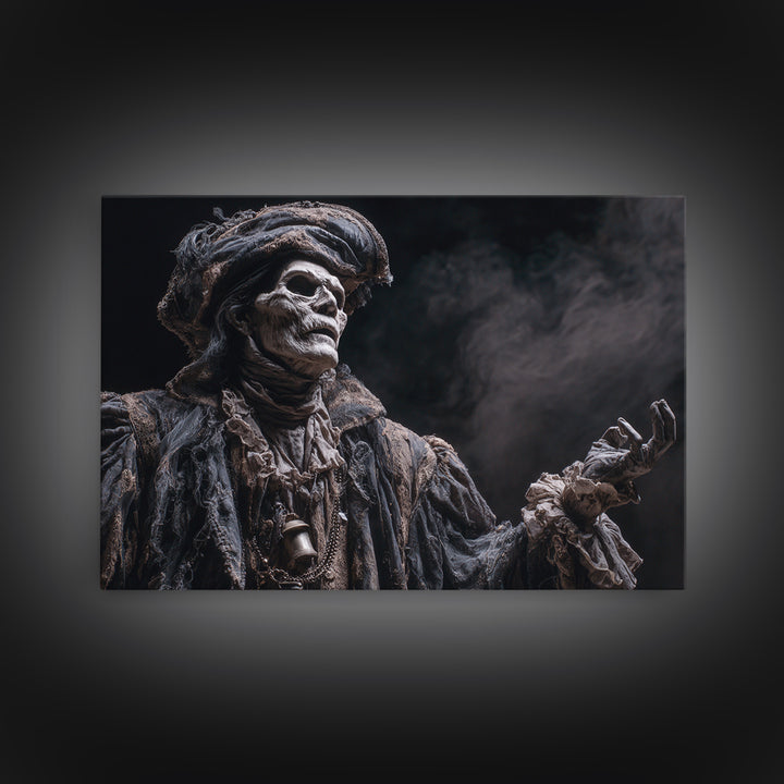 The Phantom Jester, Dark Romantic Horror Art, Landscape Wall Art, Dark Halloween Decor, Framed Canvas Print, Halloween Wall Art