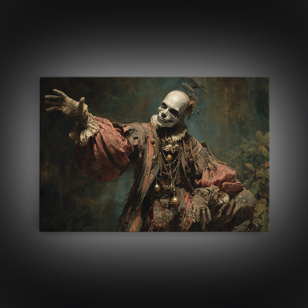 The Phantom Jester, Symbolist Gothic Landscape, Landscape Wall Art, Gothic Horror Wall Art, Canvas Print, Halloween Wall Art