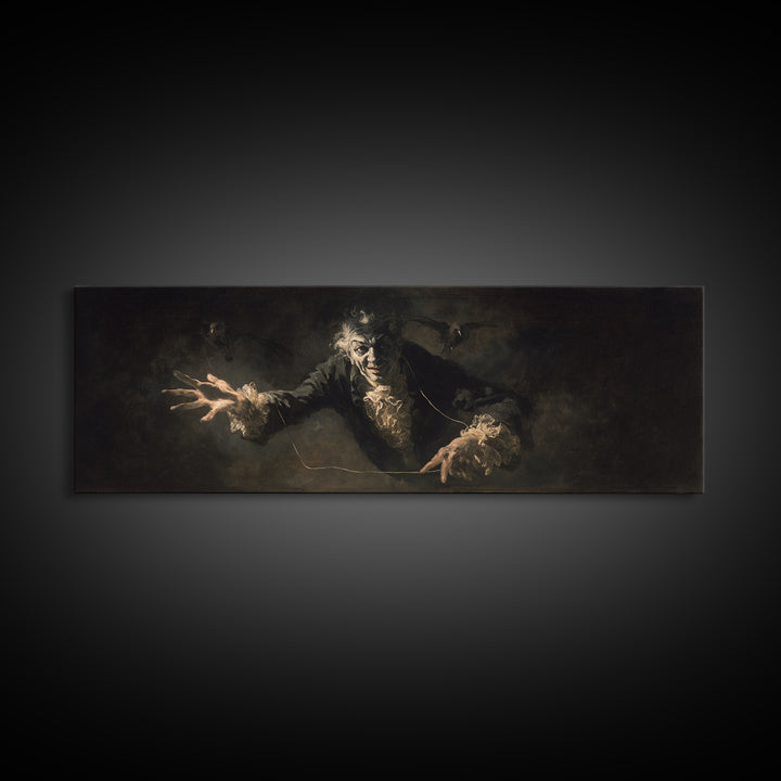 The Marionette Master, Dark Romantic Horror Art, Extra Wide Wall Art, Macabre Wall Art, Framed Canvas Print, Halloween Wall Art