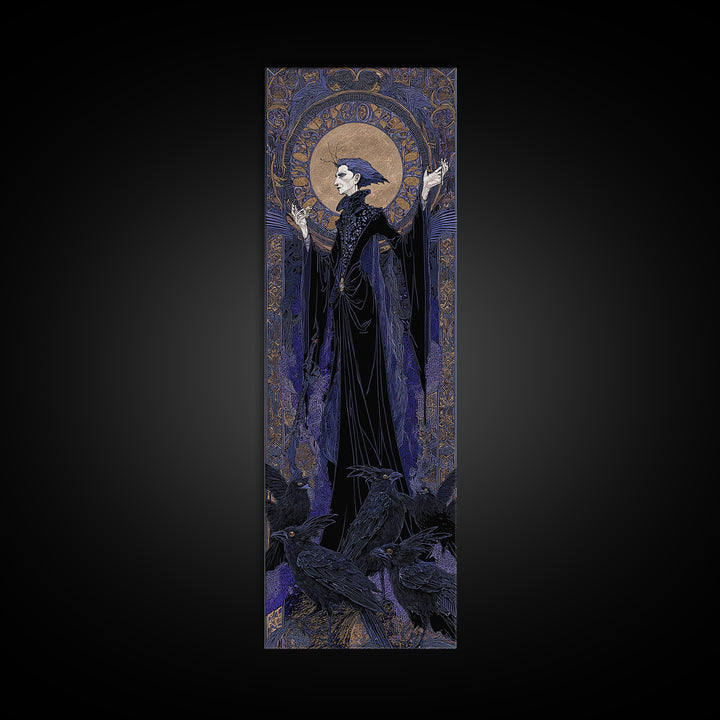 The Marionette Master, Stained Glass Gothic Art, Tall Narrow Wall Art, Dark Halloween Decor, Canvas Print, Halloween Wall Art