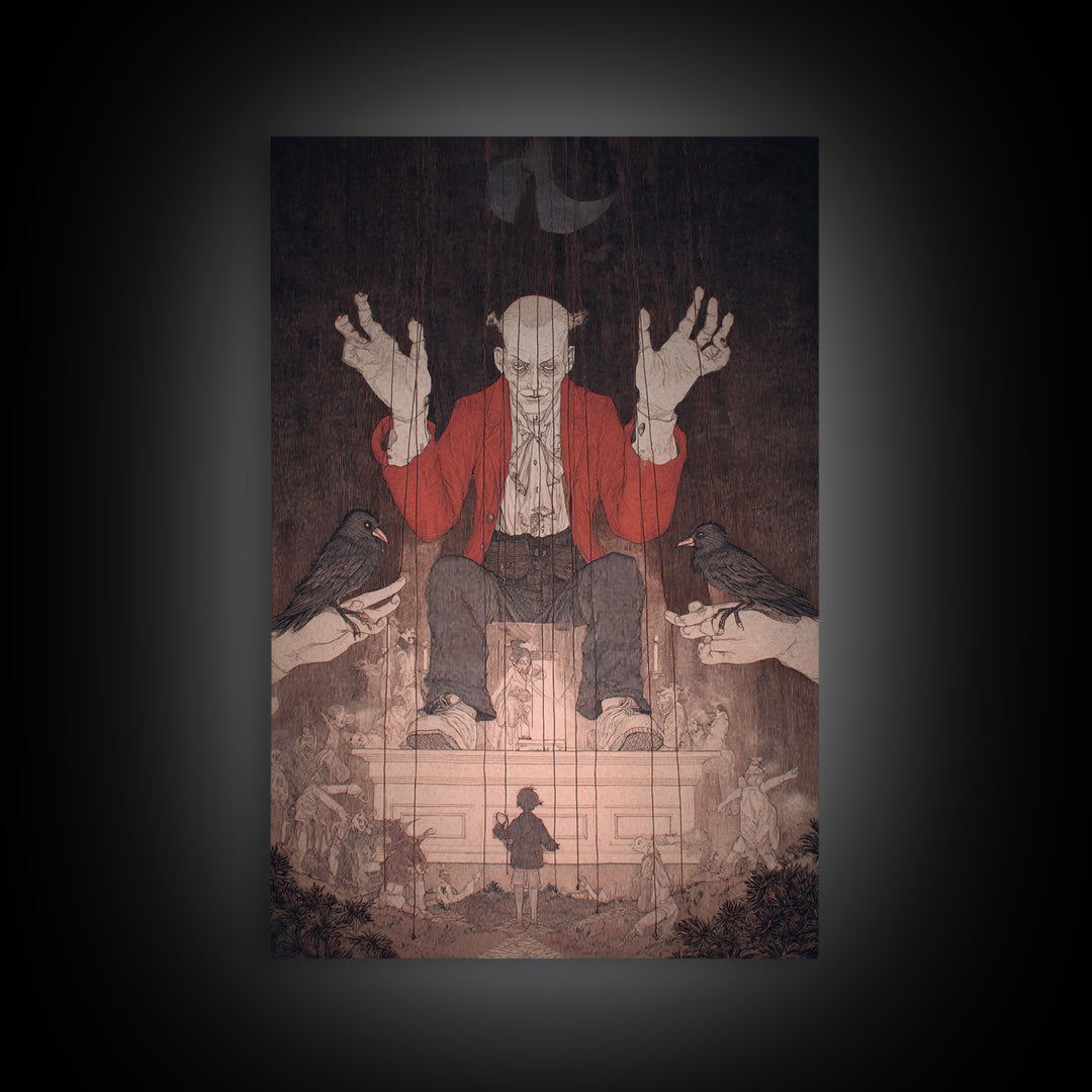The Marionette Master, Victorian Macabre Art, Vertical Wall Art, Dark Fantasy Wall Art, Canvas Print, Halloween Wall Art