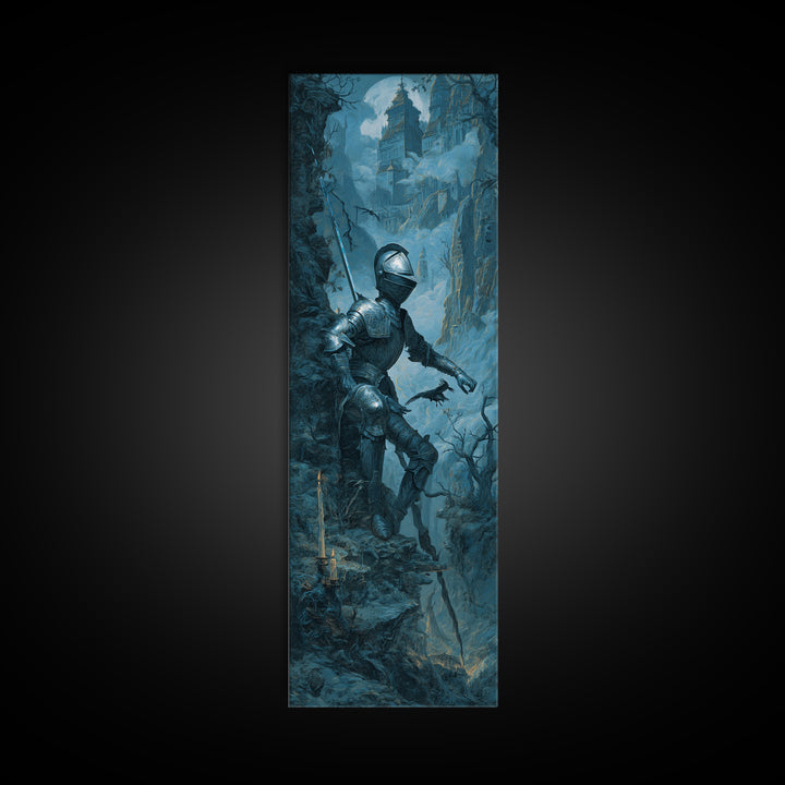The Spectral Knight, Baroque Witchcraft Art, Tall Narrow Wall Art, Gothic Horror Wall Art, Canvas Print, Halloween Wall Art