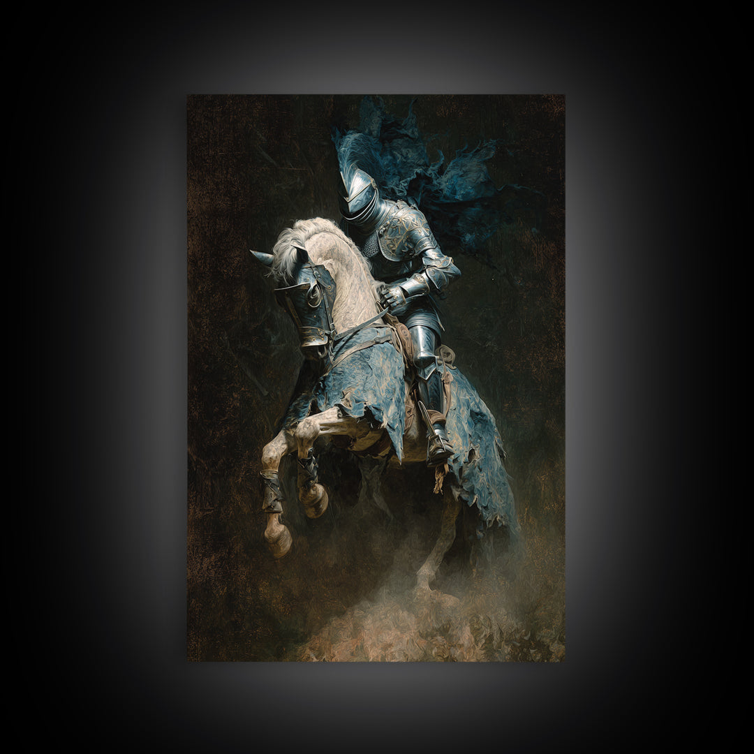 The Spectral Knight, Dark Romantic Horror Art, Vertical Wall Art, Dark Halloween Decor, Canvas Print, Halloween Wall Art, Horror Wall Art