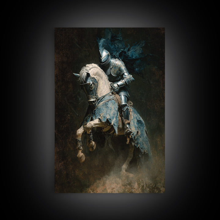 The Spectral Knight, Dark Romantic Horror Art, Vertical Wall Art, Dark Halloween Decor, Canvas Print, Halloween Wall Art, Horror Wall Art