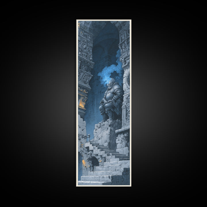 The Spectral Knight, Architectural Etching Art, Tall Narrow Wall Art, Macabre Wall Art, Framed Canvas Print