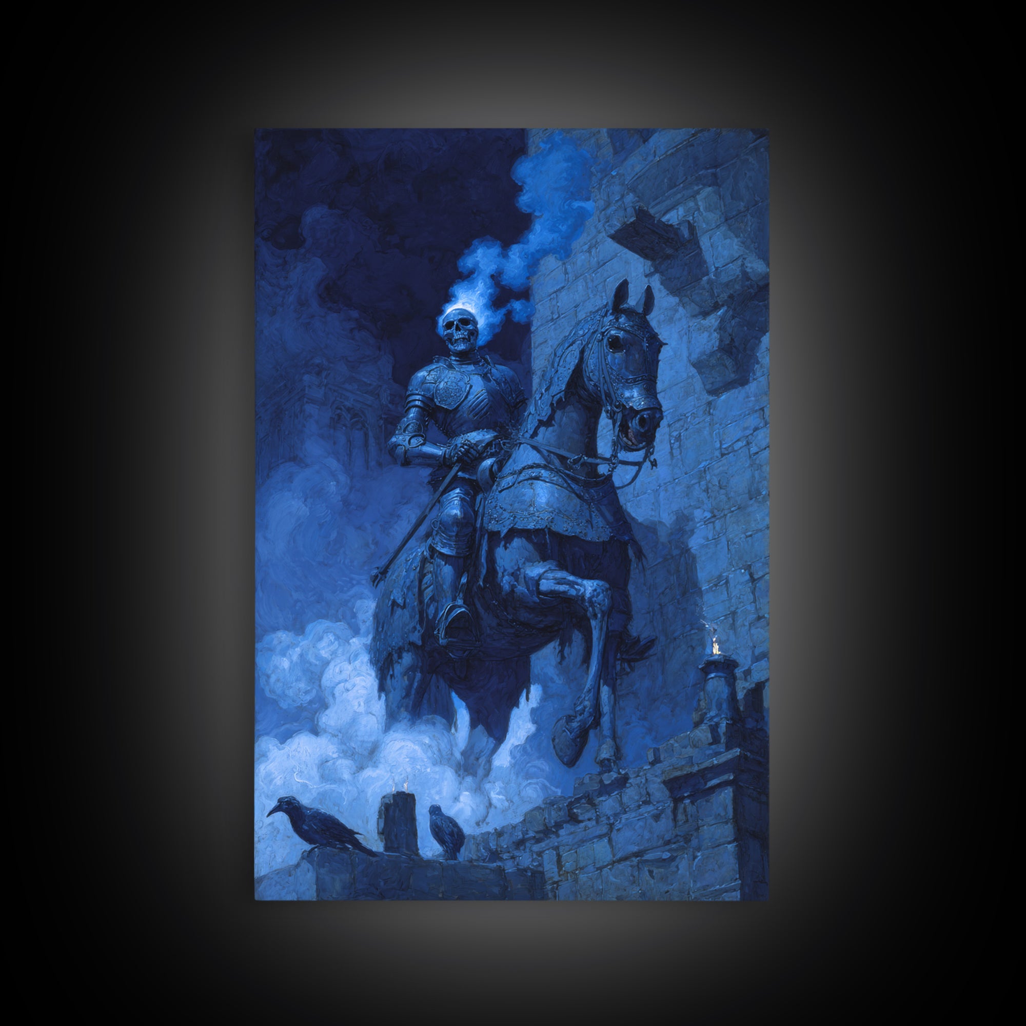 The Spectral Knight, Decadent Gothic Art, Vertical Wall Art, Gothic Horror Wall Art, Framed Canvas Print, Halloween Wall Art