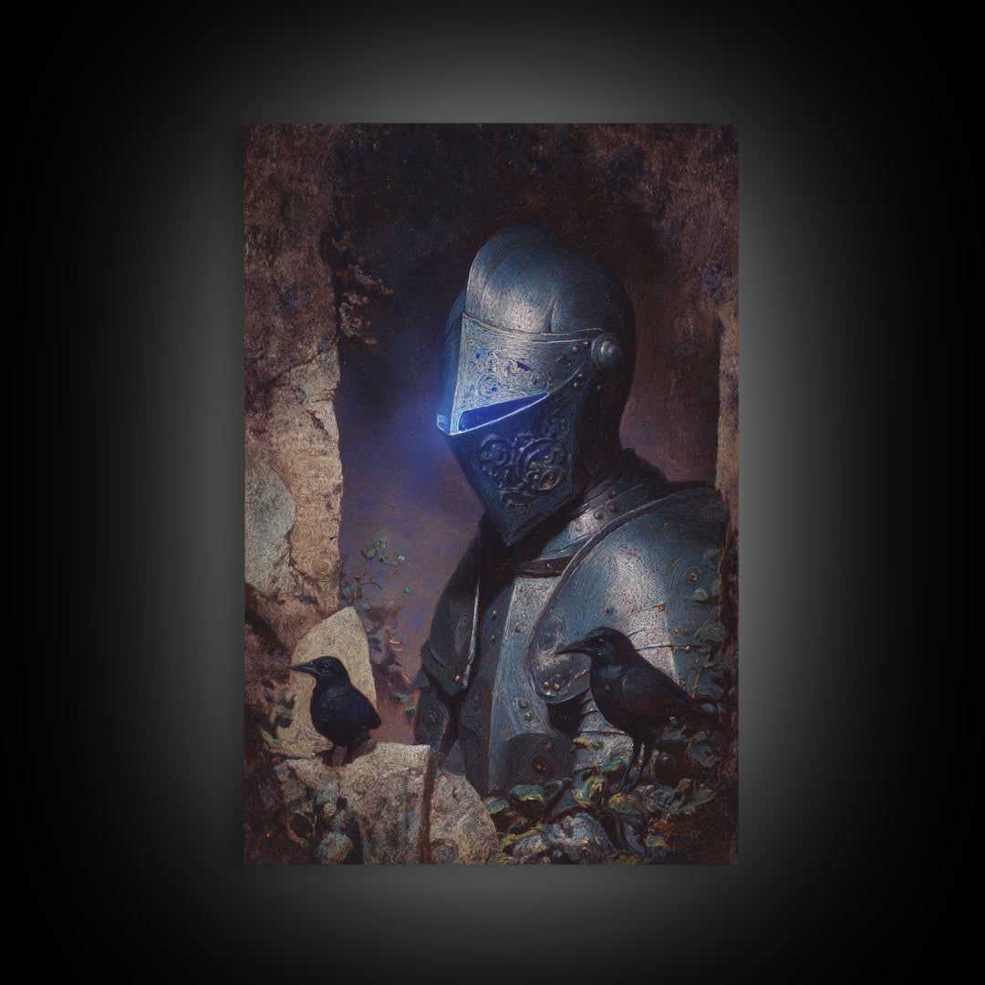 The Spectral Knight, Expressionist Gothic Art, Vertical Wall Art, Gothic Horror Wall Art, Canvas Print, Halloween Wall Art