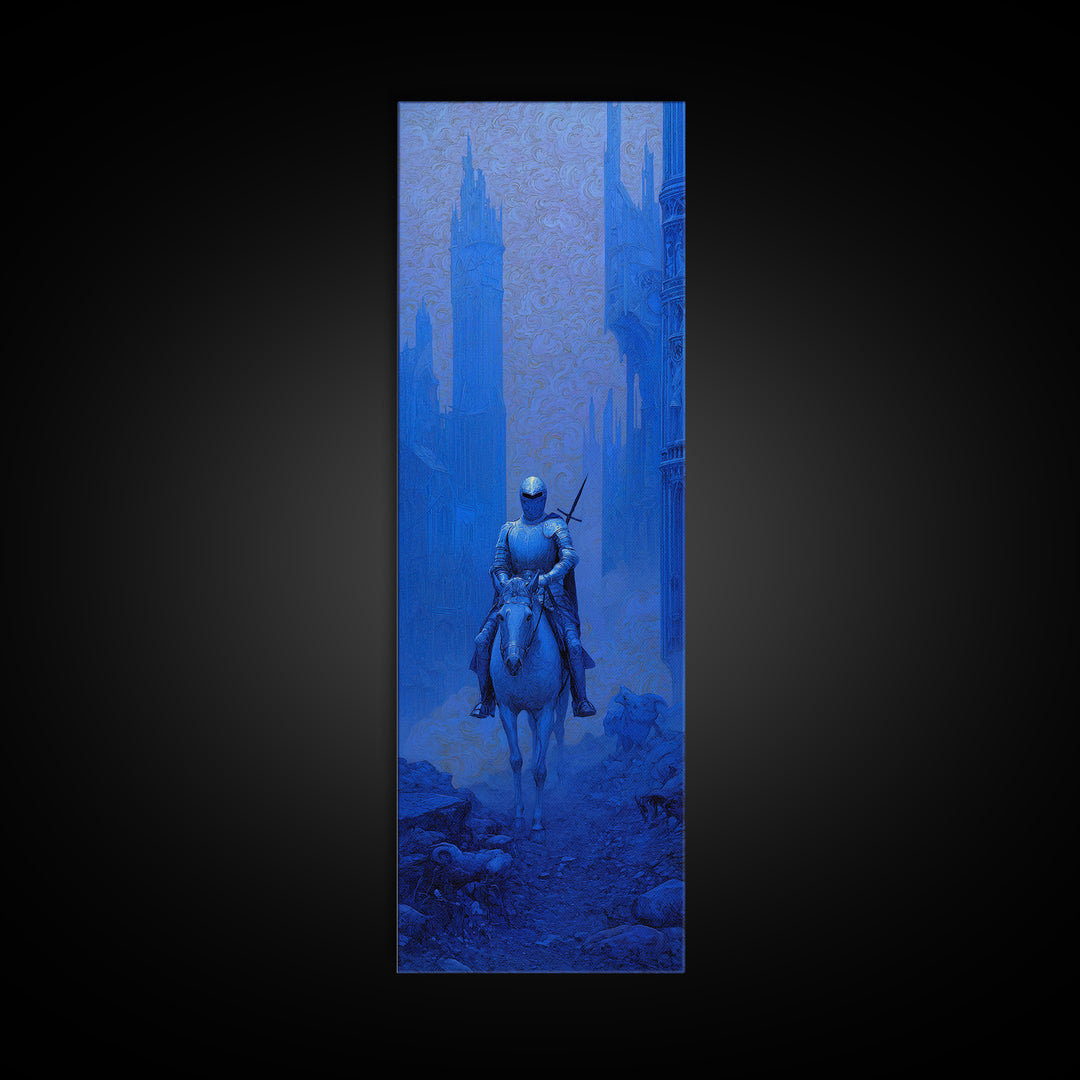 The Spectral Knight, Surreal Apocalyptic Art, Tall Narrow Wall Art, Dark Fantasy Wall Art, Canvas Print, Halloween Wall Art