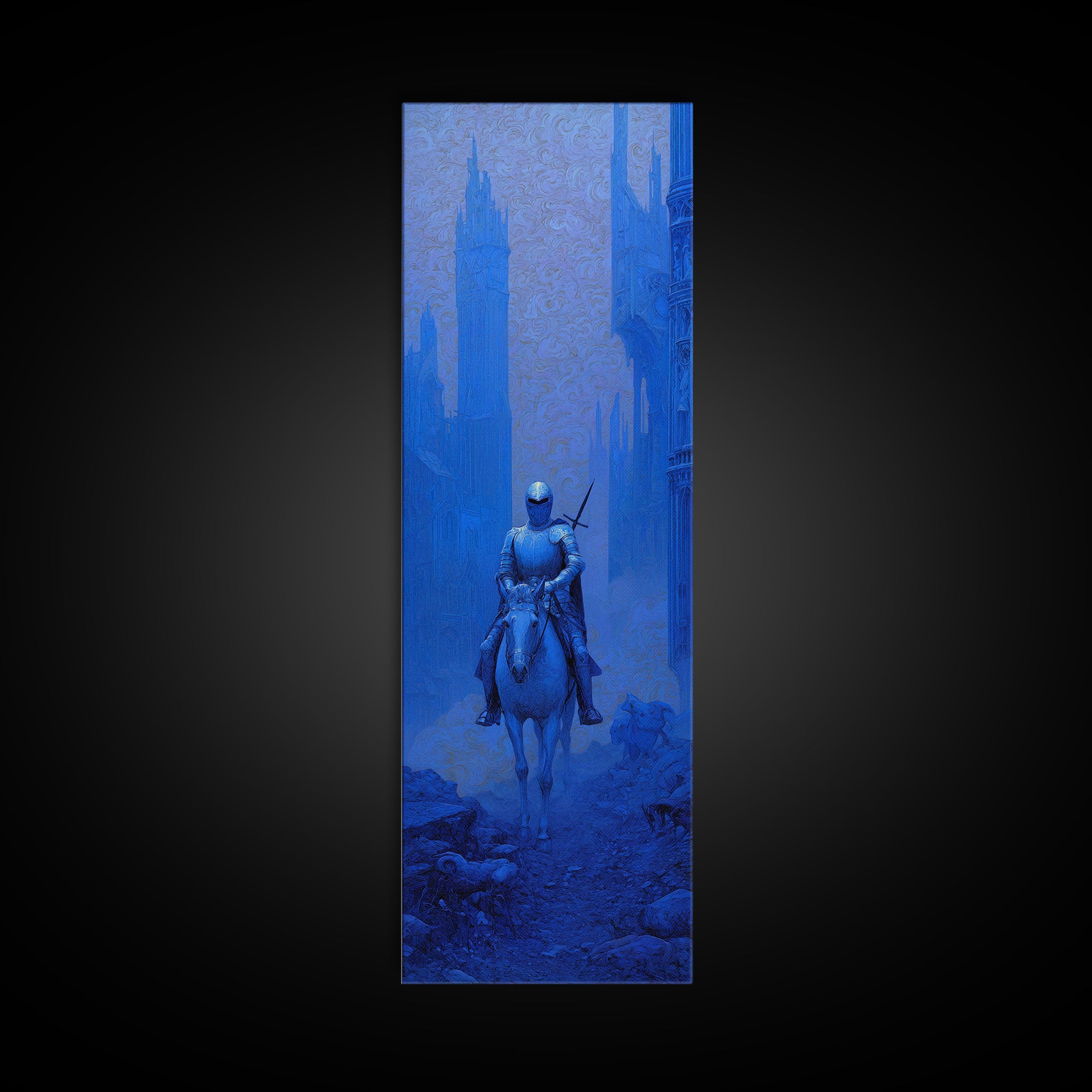 The Spectral Knight, Surreal Apocalyptic Art, Tall Narrow Wall Art, Dark Fantasy Wall Art, Canvas Print, Halloween Wall Art