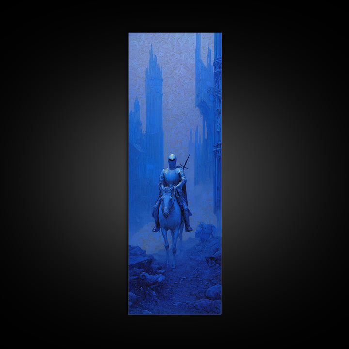 The Spectral Knight, Surreal Apocalyptic Art, Tall Narrow Wall Art, Dark Fantasy Wall Art, Canvas Print, Halloween Wall Art