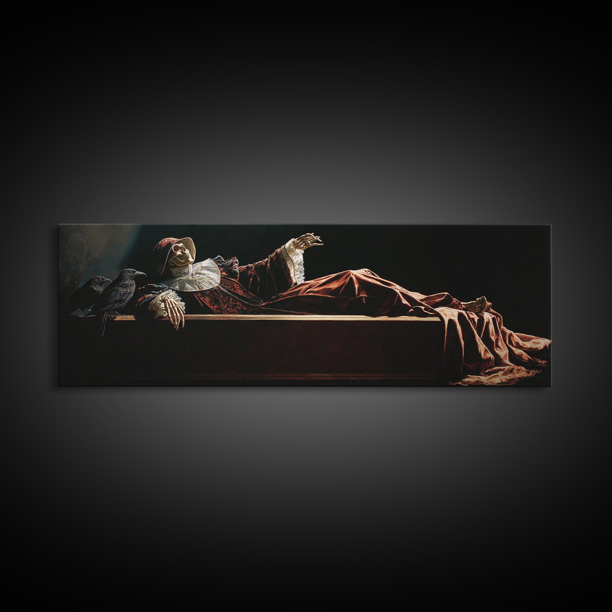 The Coffin Sleeper, Danse Macabre Art, Extra Wide Wall Art, Dark Fantasy Wall Art, Framed Canvas Print, Dark Fantasy Art