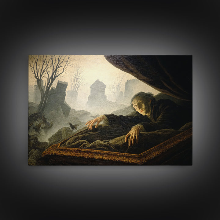 The Coffin Sleeper, Romantic Gothic Landscape, Landscape Wall Art, Dark Fantasy Wall Art, Canvas Print, Halloween Wall Art