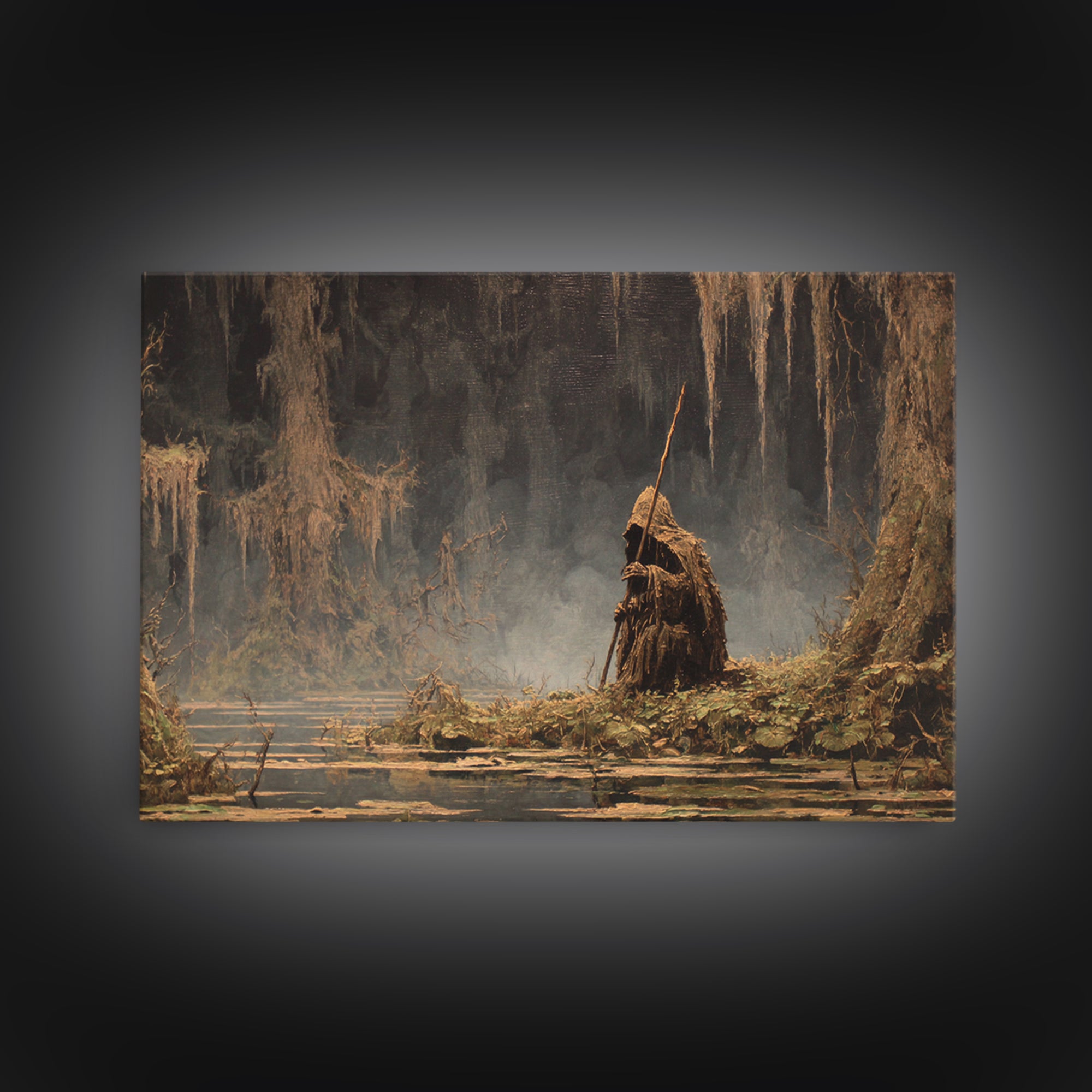 The Swamp Witch, Baroque Witchcraft Art, Landscape Wall Art, Gothic Horror Wall Art, Canvas Print, Halloween Wall Art, Gothic Home Decor