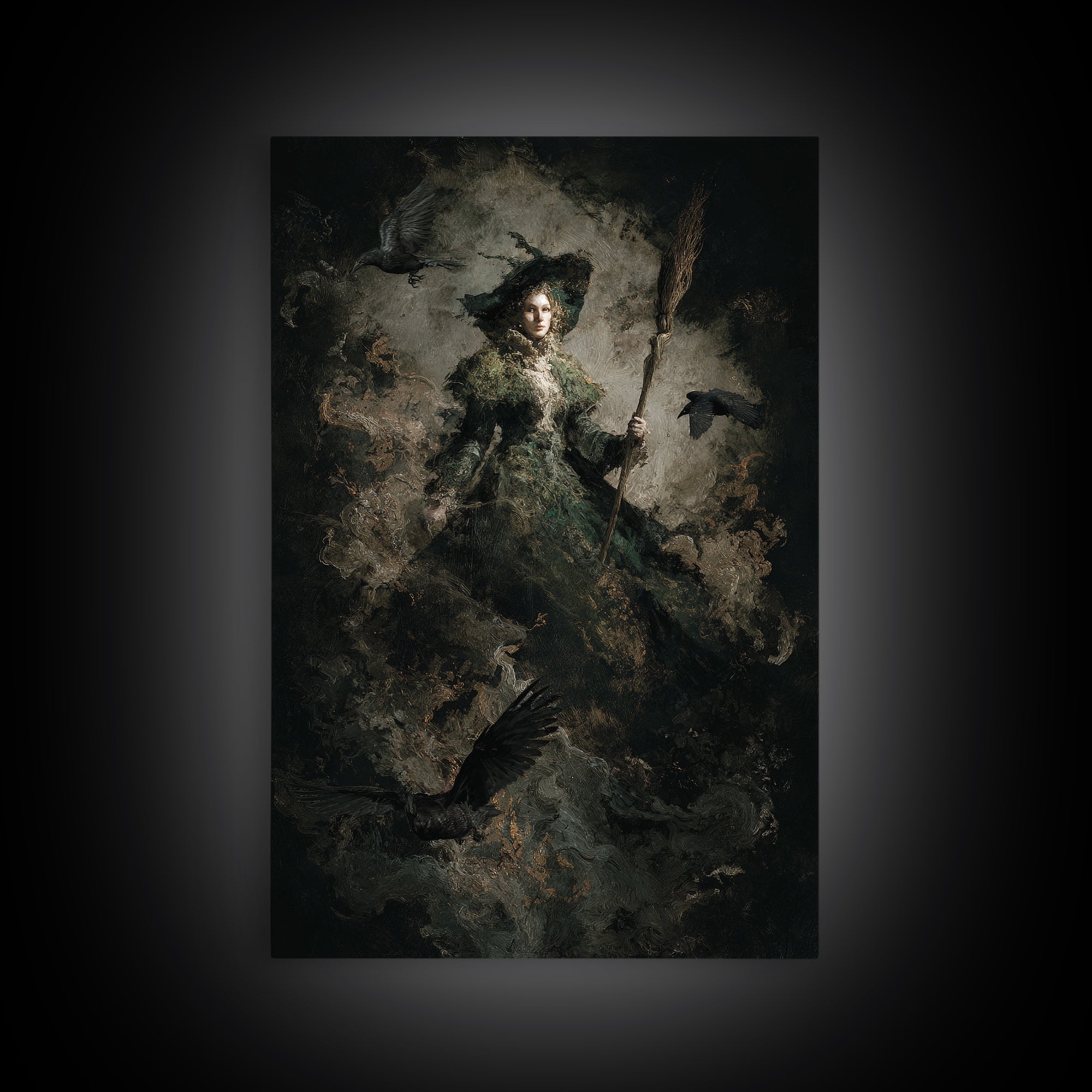 The Swamp Witch, Dark Romantic Horror Art, Vertical Wall Art, Dark Fantasy Wall Art, Framed Canvas Print, Halloween Wall Art