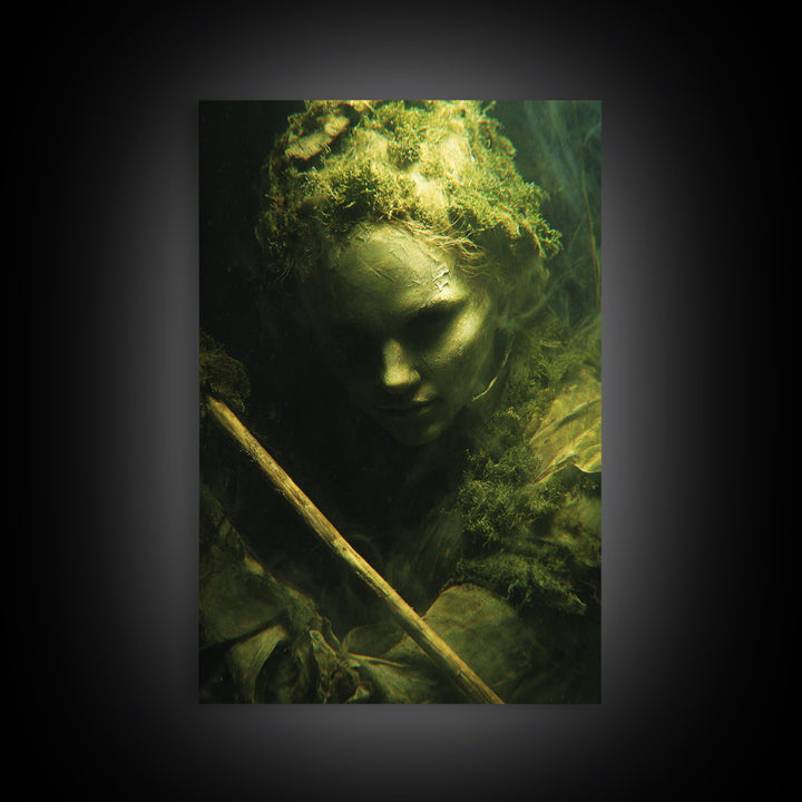 The Swamp Witch, Gothic Nightmare Art, Vertical Wall Art, Dark Halloween Decor, Framed Canvas Print, Halloween Wall Art