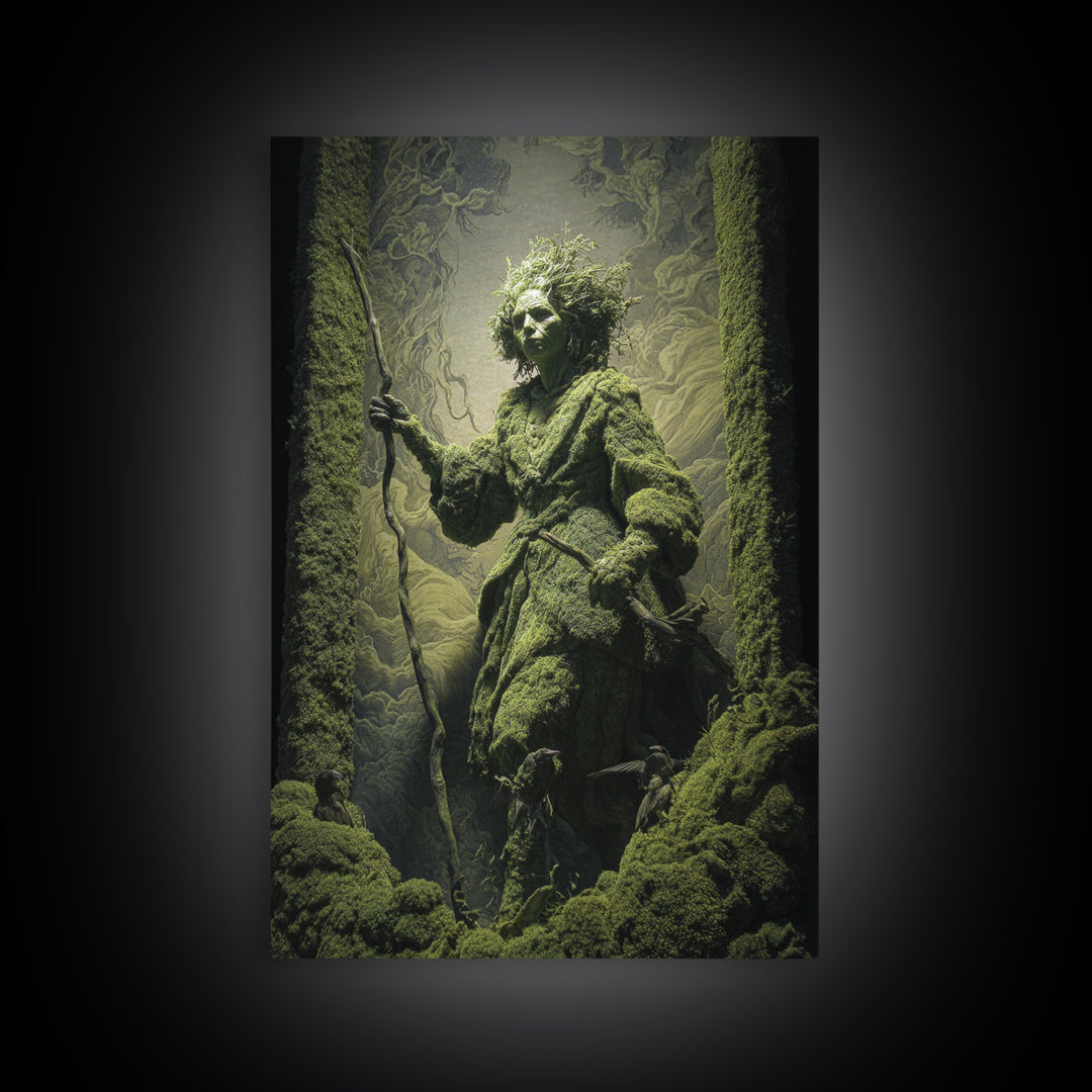 The Swamp Witch, Visionary Gothic Art, Vertical Wall Art, Dark Fantasy Wall Art, Canvas Print, Halloween Wall Art, Macabre Wall Art