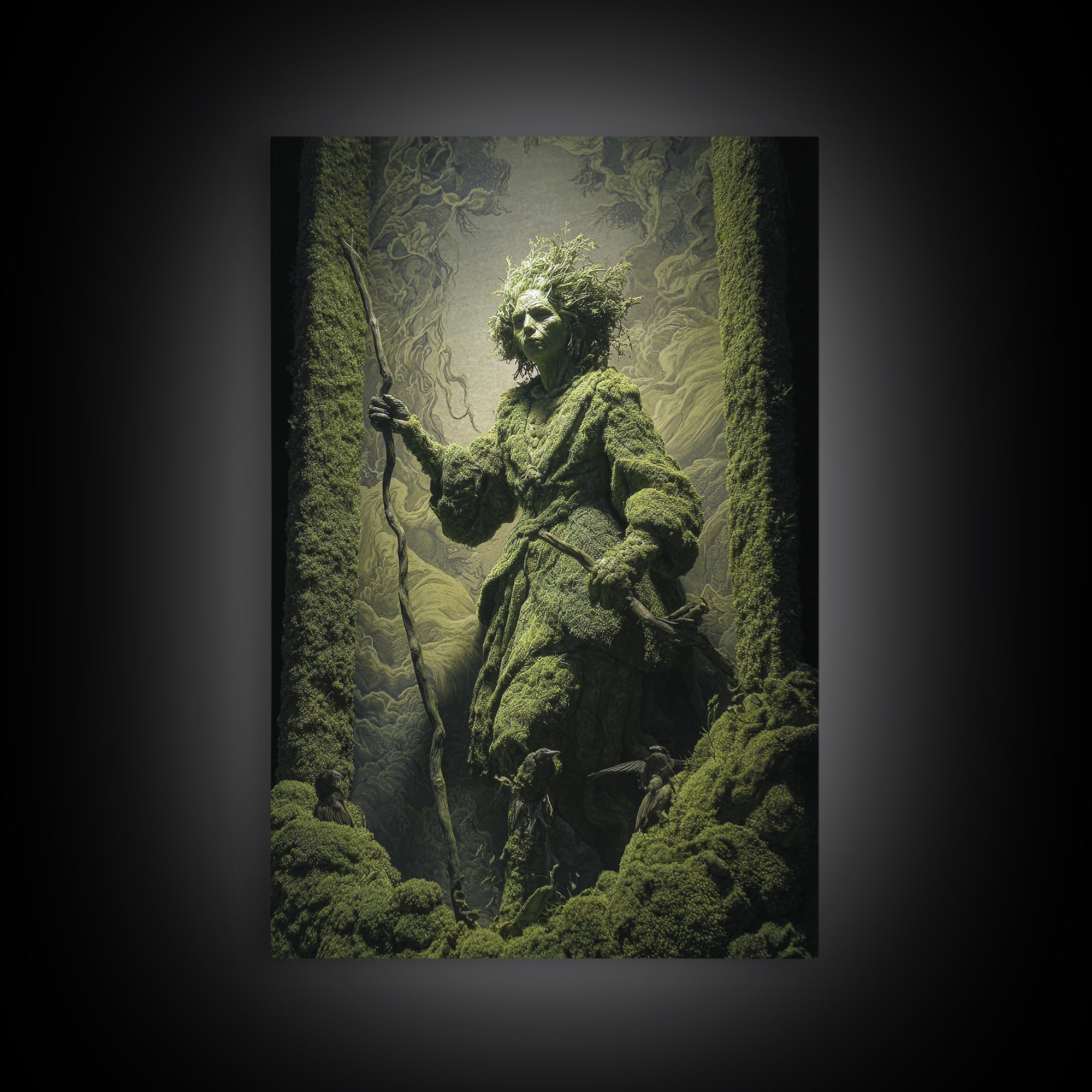 The Swamp Witch, Visionary Gothic Art, Vertical Wall Art, Dark Fantasy Wall Art, Canvas Print, Halloween Wall Art, Macabre Wall Art