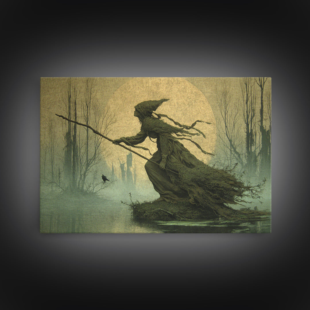 The Swamp Witch, Romantic Gothic Landscape, Landscape Wall Art, Macabre Wall Art, Canvas Print, Halloween Wall Art