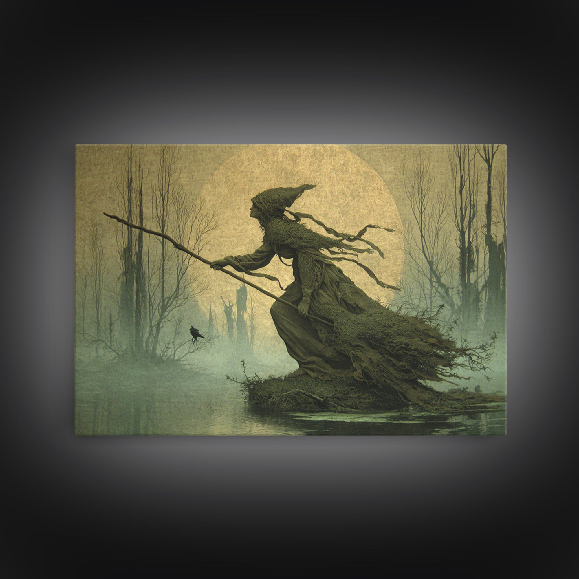 The Swamp Witch, Romantic Gothic Landscape, Landscape Wall Art, Macabre Wall Art, Canvas Print, Halloween Wall Art