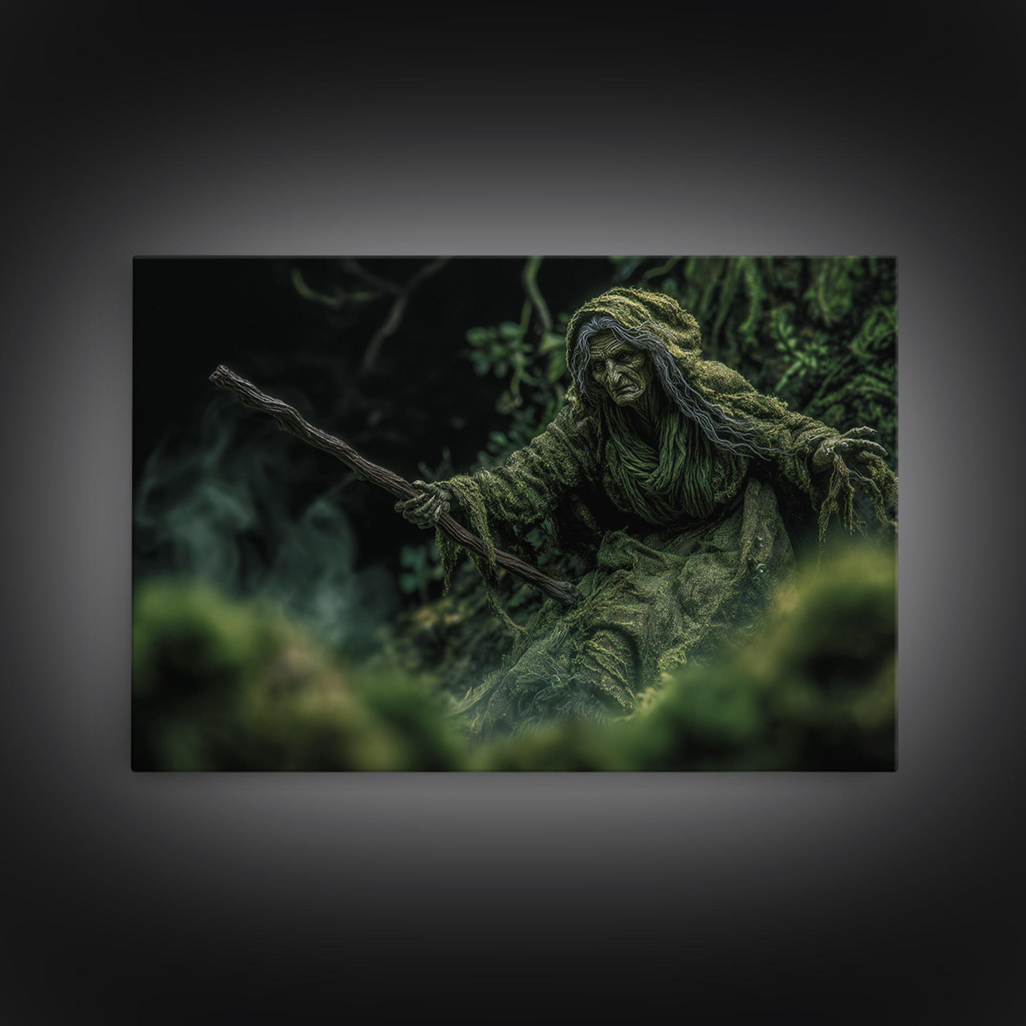 The Swamp Witch, Expressionist Gothic Art, Landscape Wall Art, Dark Fantasy Wall Art, Canvas Print, Halloween Wall Art, Gothic Home Decor