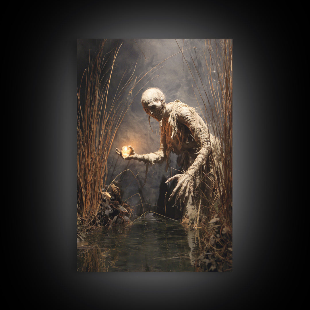 The Bog Mummy, Dark Renaissance Art, Vertical Wall Art, Dark Fantasy Wall Art, Canvas Print, Halloween Wall Art, Dark Fantasy Art