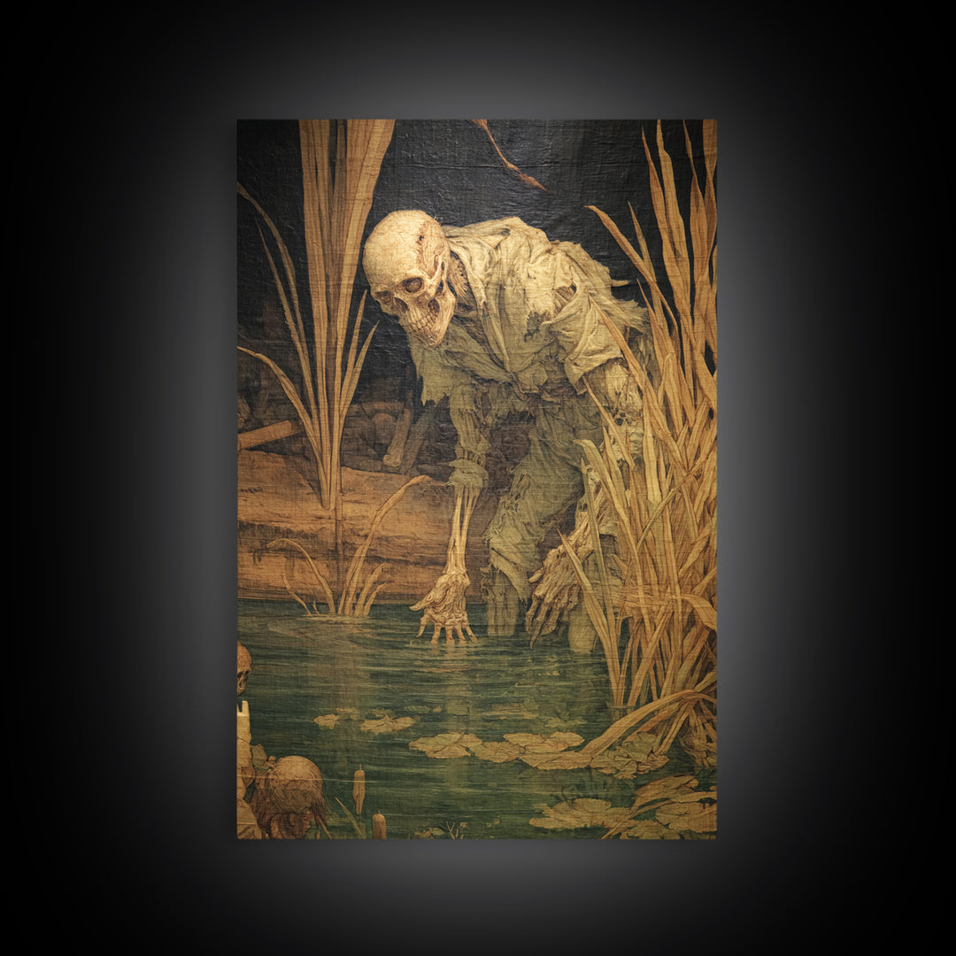The Bog Mummy, Danse Macabre Art, Vertical Wall Art, Dark Fantasy Wall Art, Canvas Print, Halloween Wall Art