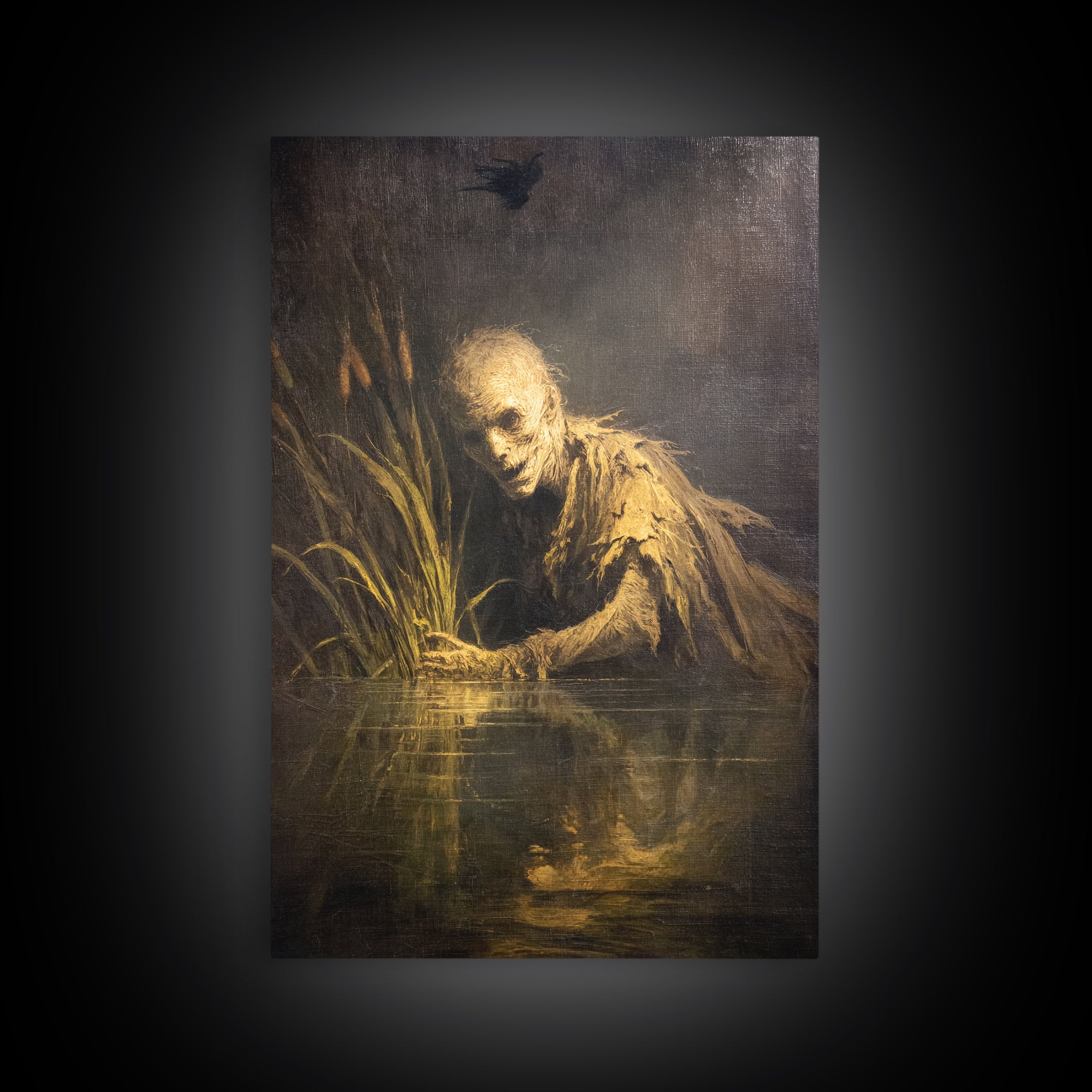 The Bog Mummy, Dark Romantic Horror Art, Vertical Wall Art, Dark Fantasy Wall Art, Canvas Print, Halloween Wall Art, Spooky Wall Decor