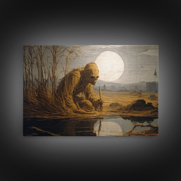 The Bog Mummy, Romantic Gothic Landscape, Landscape Wall Art, Gothic Horror Wall Art, Framed Canvas Print, Halloween Wall Art
