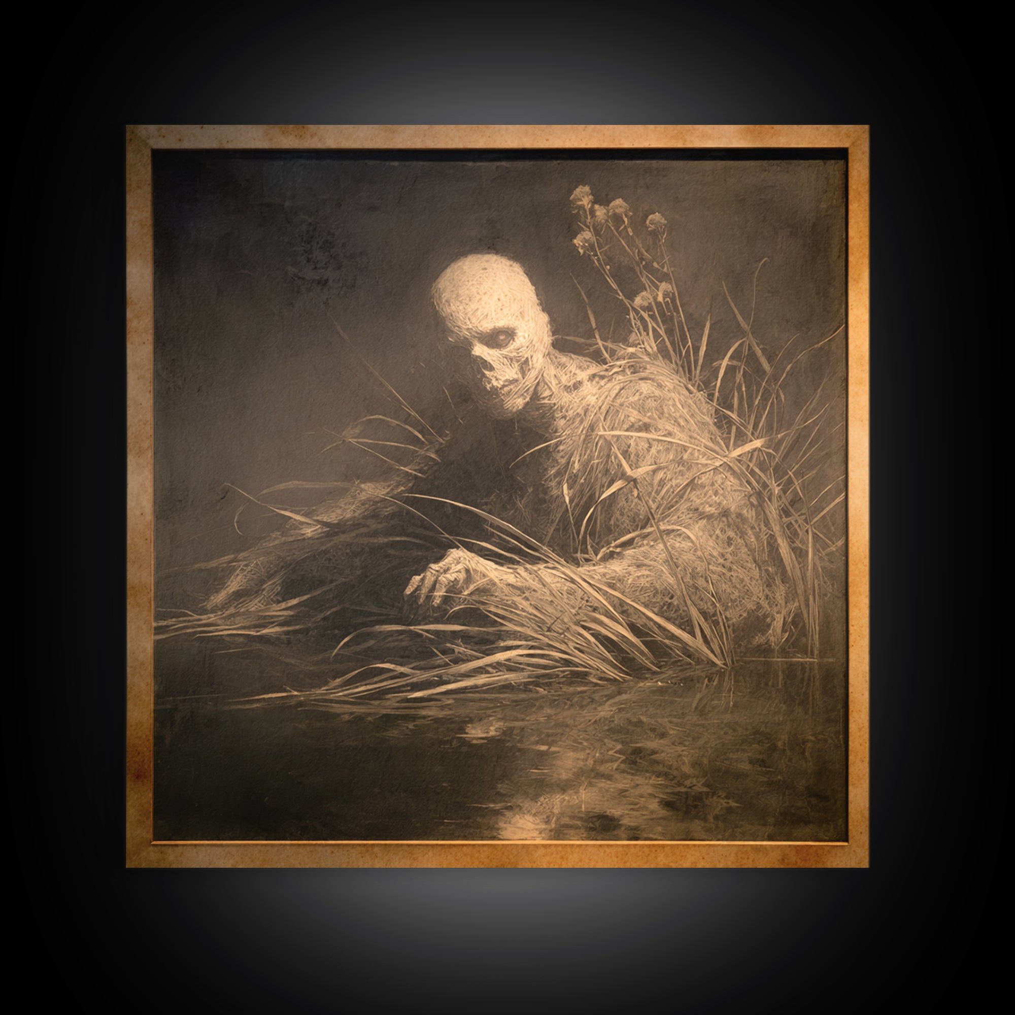 The Bog Mummy, Symbolist Dream Art, Square Wall Art, Macabre Wall Art, Canvas Print, Halloween Wall Art, Gothic Home Decor