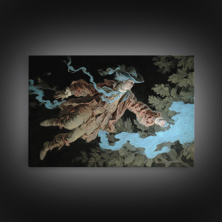The Will-O'-The-Wisp Shepherd, Gothic Nightmare Art, Landscape Wall Art, Dark Halloween Decor, Framed Canvas Print, Halloween Wall Art