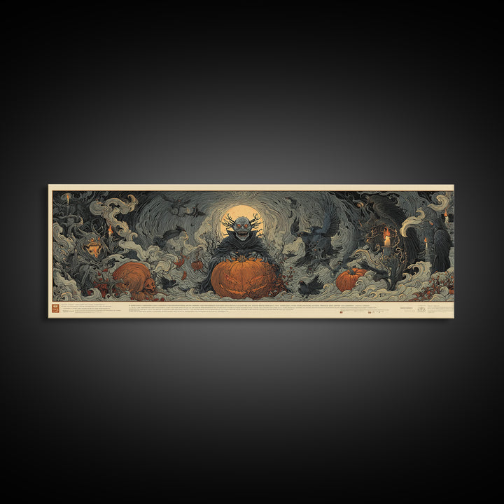 The Pumpkin Patch Goblin, Visionary Gothic Art, Extra Wide Wall Art, Dark Halloween Decor, Canvas Print, Halloween Wall Art