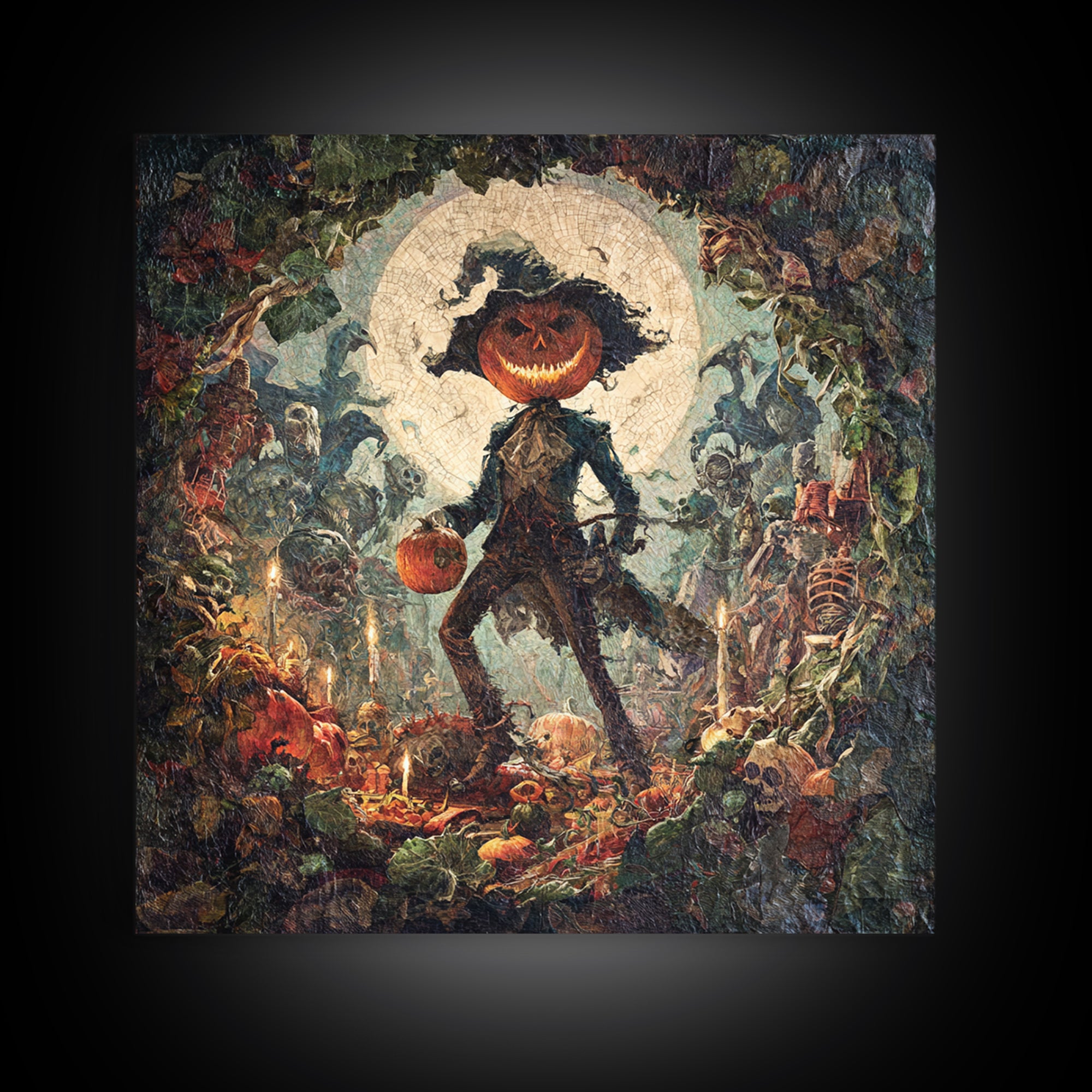 The Pumpkin Patch Goblin, Grotesque Carnival Art, Square Wall Art, Dark Fantasy Wall Art, Canvas Print, Halloween Wall Art