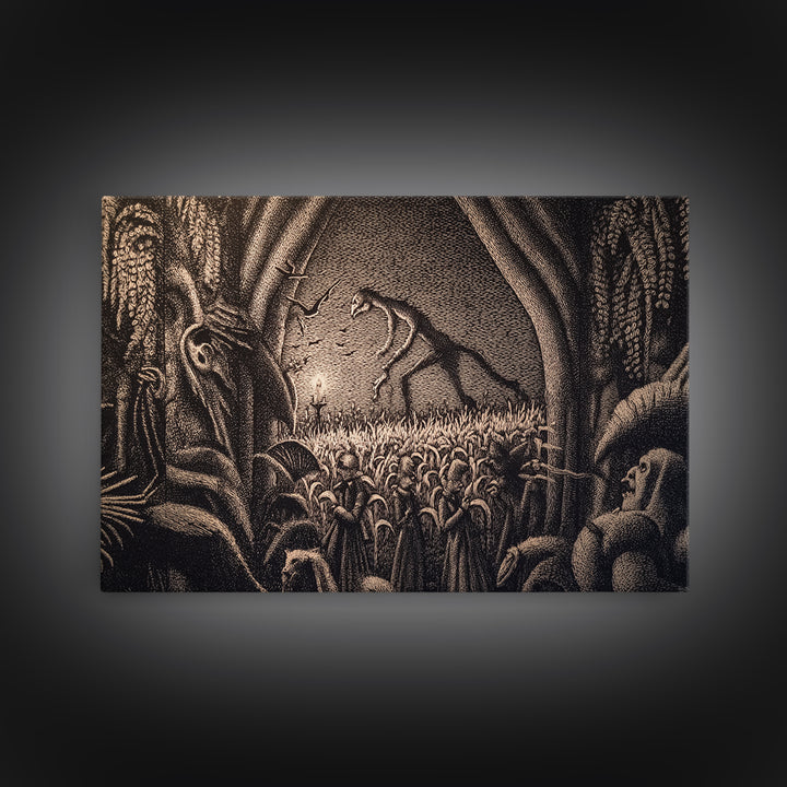 The Cornfield Crawler, Victorian Macabre Art, Landscape Wall Art, Macabre Wall Art, Canvas Print, Halloween Wall Art, Halloween Decor