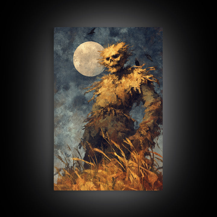 The Harvest Demon, Dark Romantic Horror Art, Vertical Wall Art, Dark Fantasy Wall Art, Framed Canvas Print, Halloween Wall Art