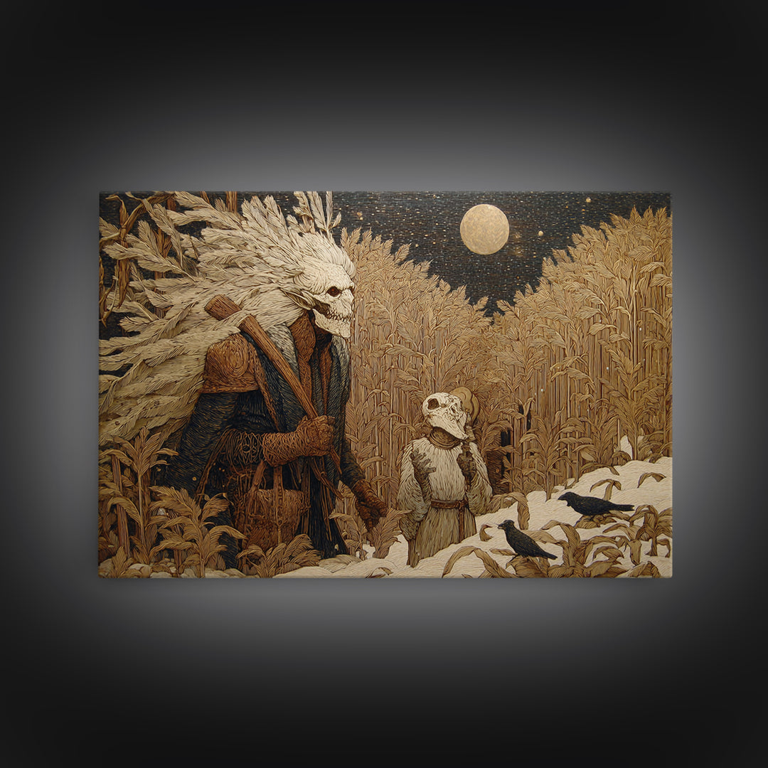 The Harvest Demon, Symbolist Death Art, Landscape Wall Art, Macabre Wall Art, Canvas Print, Halloween Wall Art, Statement Wall Art