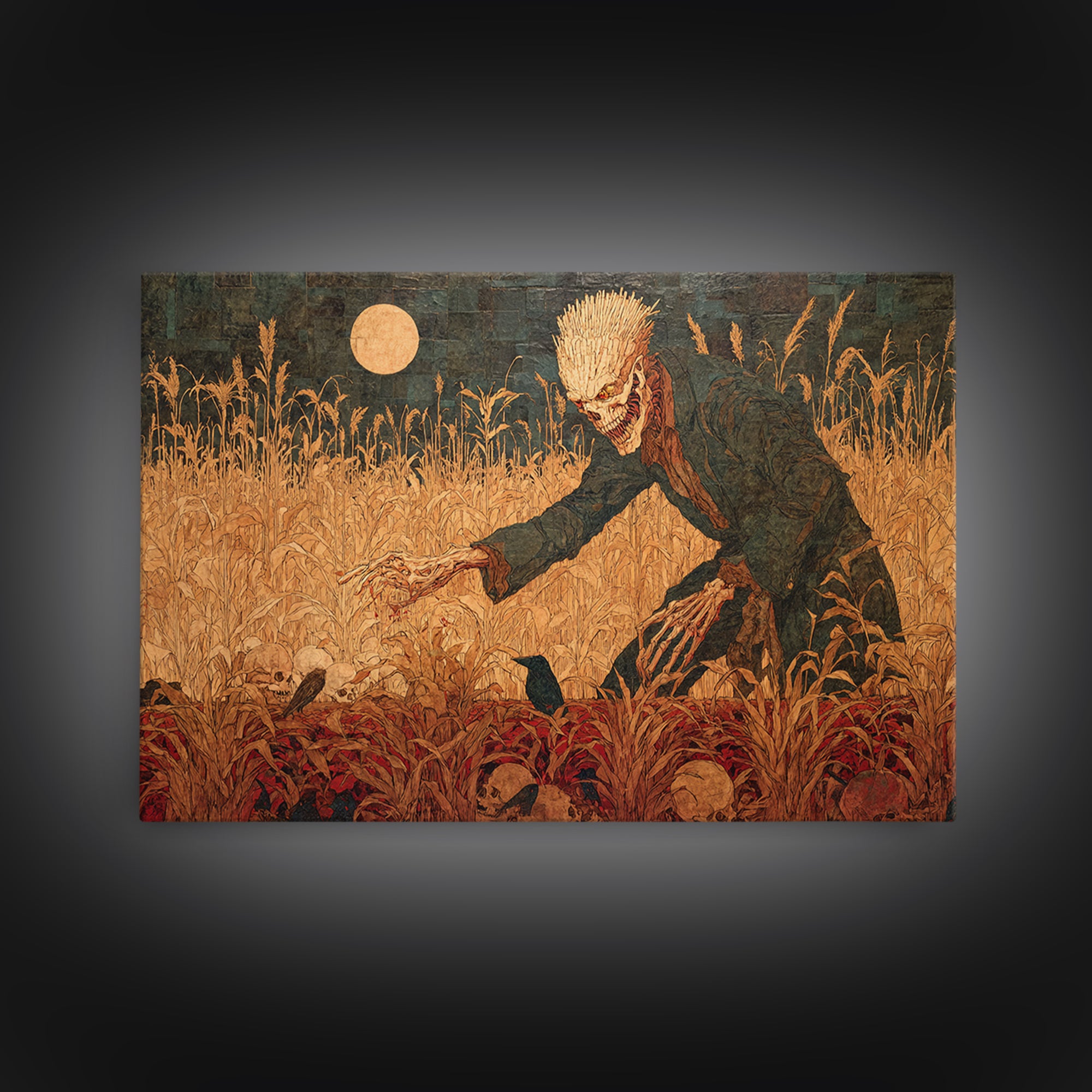 The Harvest Demon, Grotesque Carnival Art, Landscape Wall Art, Gothic Horror Wall Art, Canvas Print, Halloween Wall Art, Halloween Decor