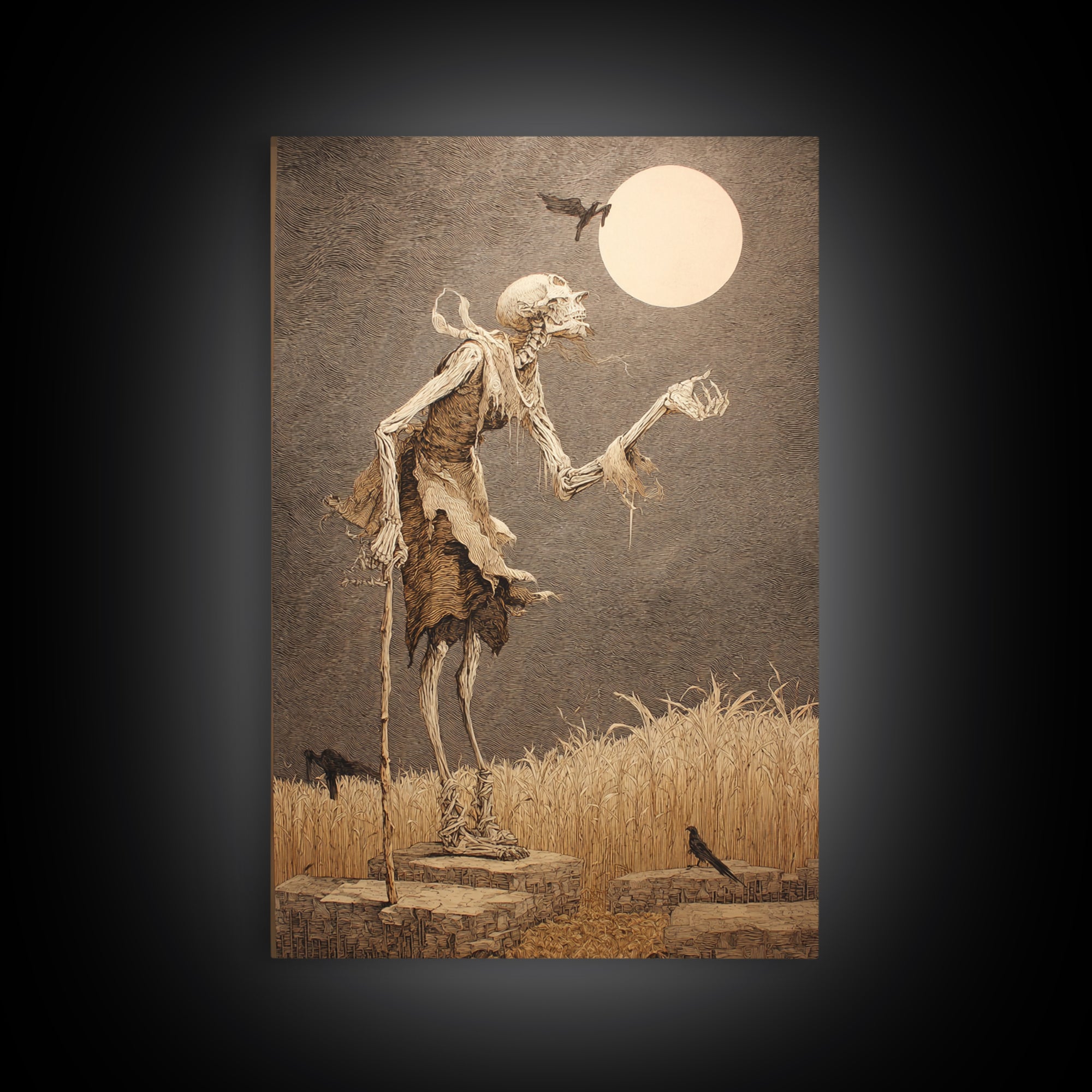 The Harvest Demon, Victorian Macabre Art, Vertical Wall Art, Dark Halloween Decor, Canvas Print, Halloween Wall Art