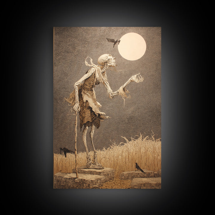 The Harvest Demon, Victorian Macabre Art, Vertical Wall Art, Dark Halloween Decor, Canvas Print, Halloween Wall Art