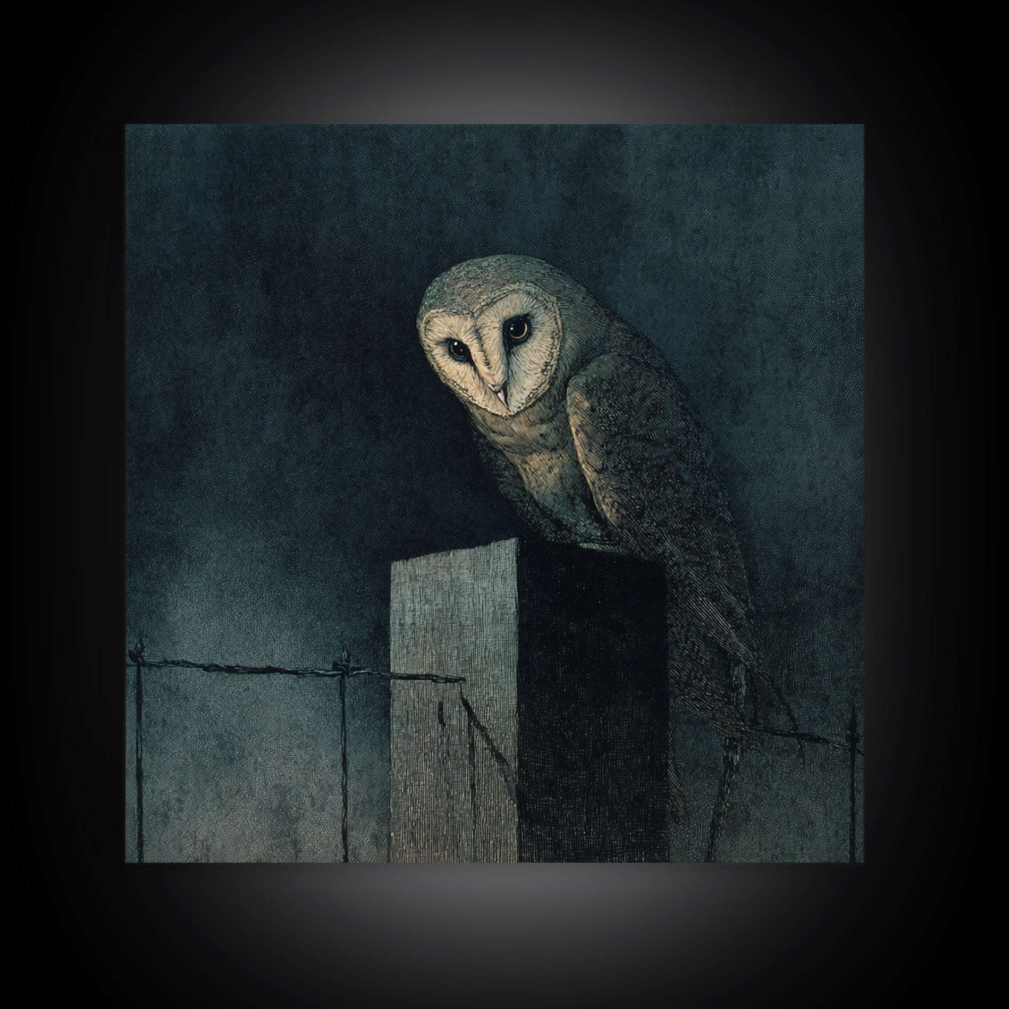 The Owl-Faced Omen, Dark Symbolist Art, Square Wall Art, Gothic Horror Wall Art, Canvas Print, Halloween Wall Art