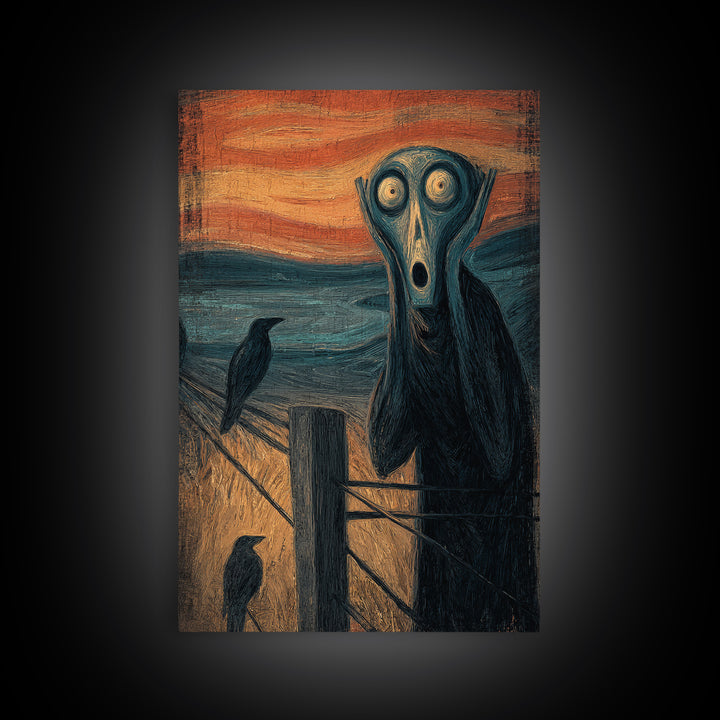 The Owl-Faced Omen, Expressionist Gothic Art, Vertical Wall Art, Macabre Wall Art, Canvas Print, Halloween Wall Art, Collectible Wall Decor