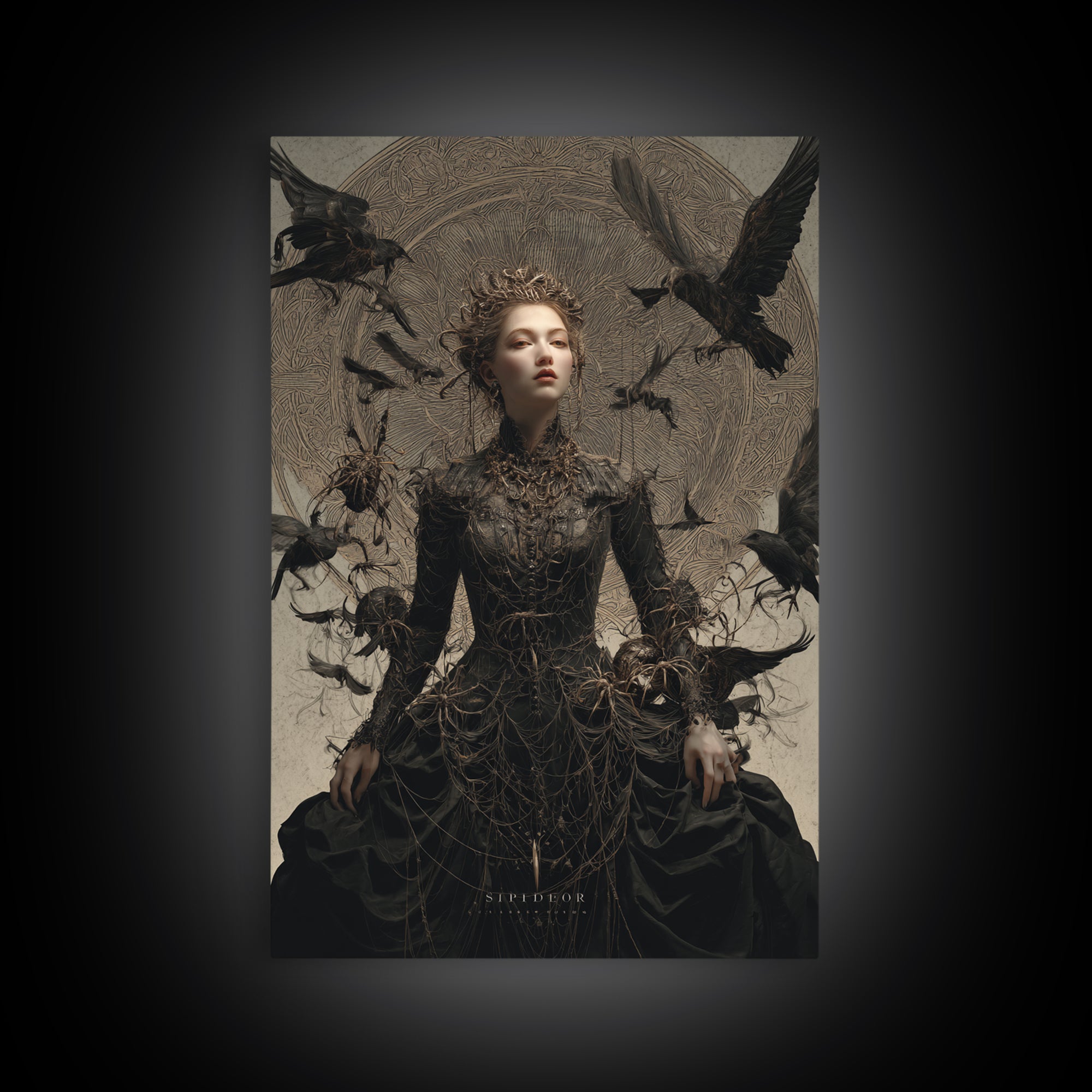 The Spider Queen, Visionary Gothic Art, Vertical Wall Art, Macabre Wall Art, Canvas Print, Halloween Wall Art, Spooky Wall Decor