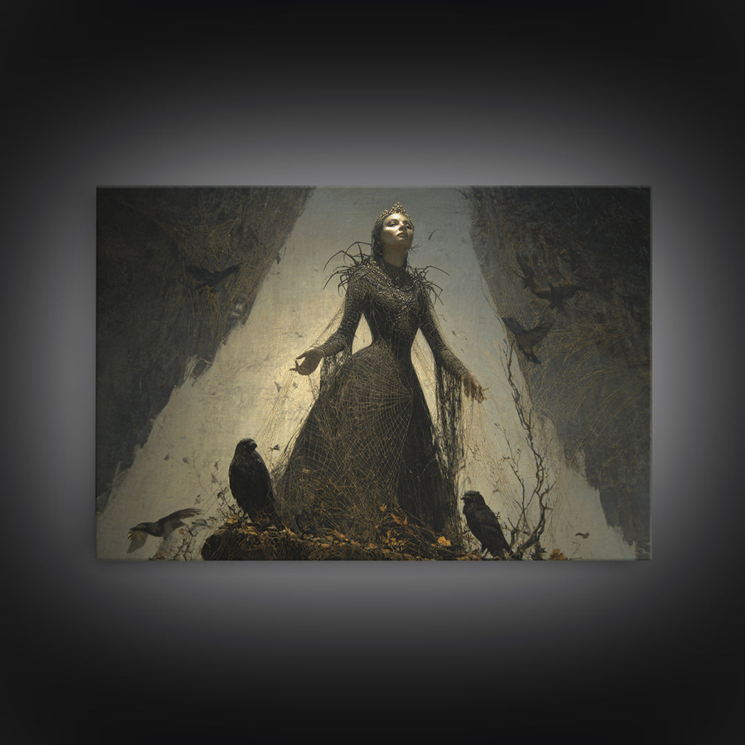 The Spider Queen, Symbolist Gothic Landscape, Landscape Wall Art, Macabre Wall Art, Framed Canvas Print, Halloween Wall Art