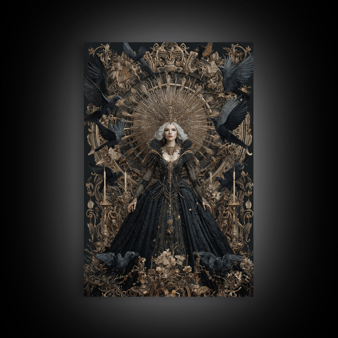 The Spider Queen, Ornate Symbolist Art, Vertical Wall Art, Macabre Wall Art, Canvas Print, Halloween Wall Art, Gothic Home Decor
