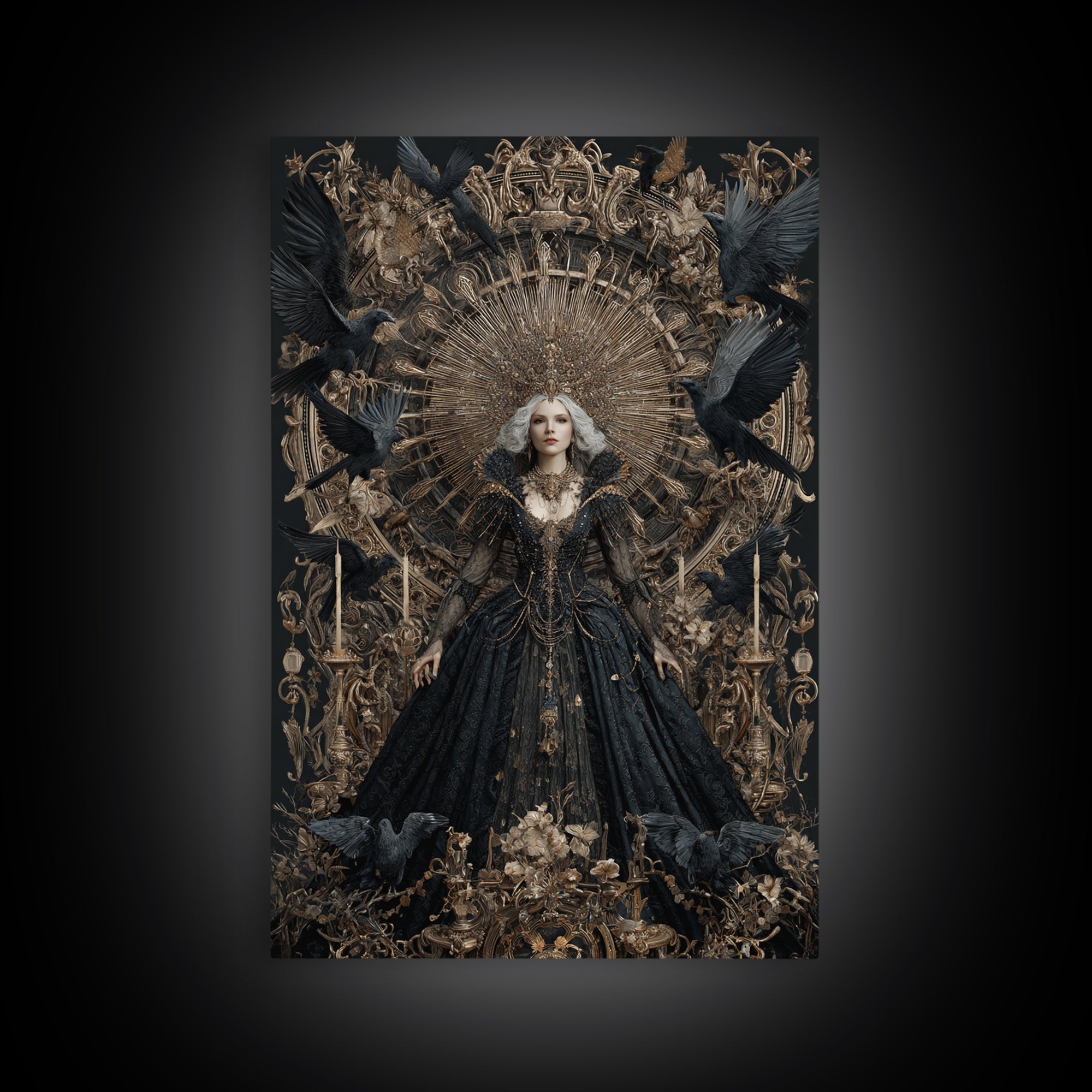 The Spider Queen, Ornate Symbolist Art, Vertical Wall Art, Macabre Wall Art, Canvas Print, Halloween Wall Art, Gothic Home Decor
