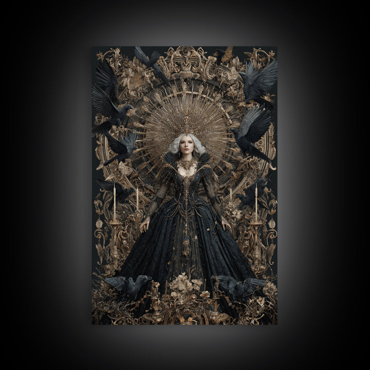 The Spider Queen, Ornate Symbolist Art, Vertical Wall Art, Macabre Wall Art, Canvas Print, Halloween Wall Art, Gothic Home Decor
