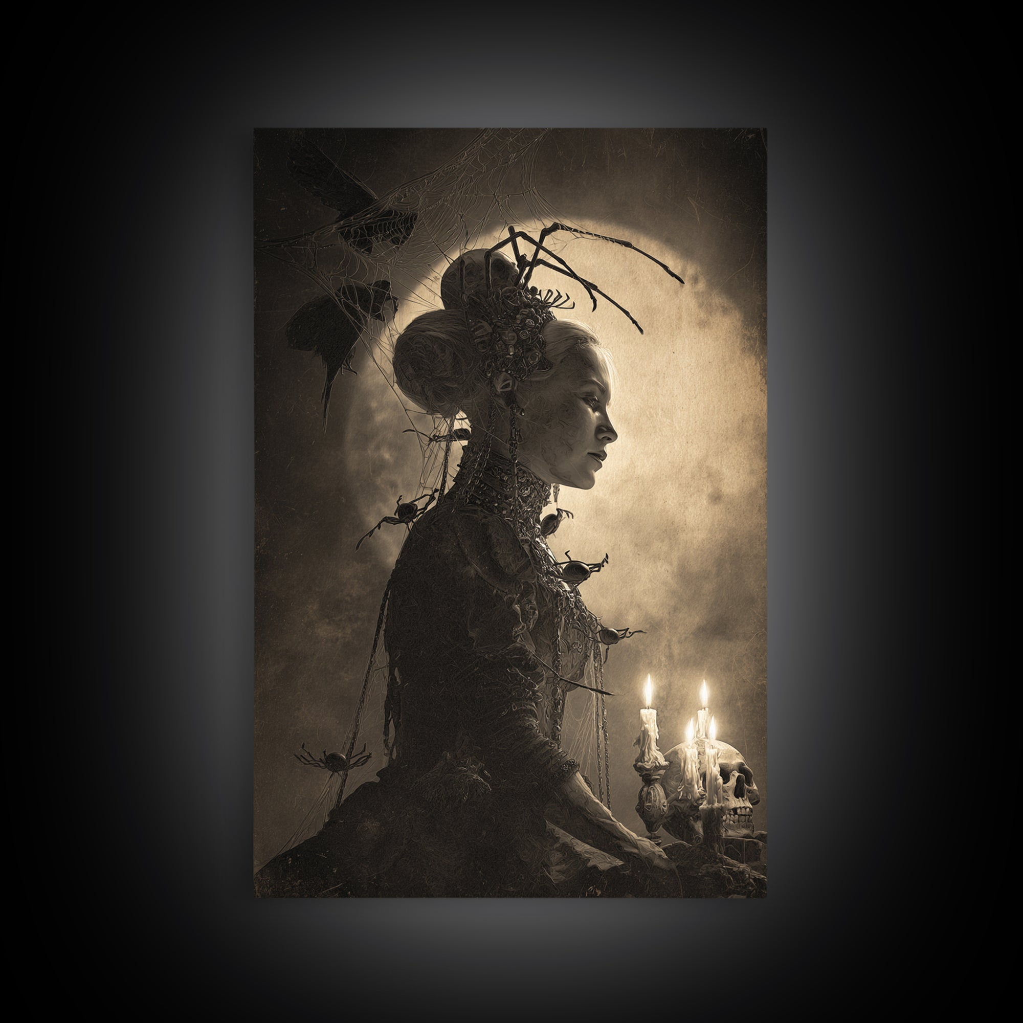 The Spider Queen, Decadent Gothic Art, Vertical Wall Art, Dark Halloween Decor, Canvas Print, Halloween Wall Art, Seasonal Home Decor