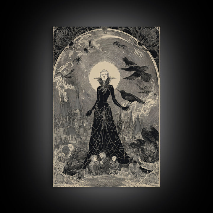The Spider Queen, Victorian Macabre Art, Vertical Wall Art, Gothic Horror Wall Art, Canvas Print, Halloween Wall Art