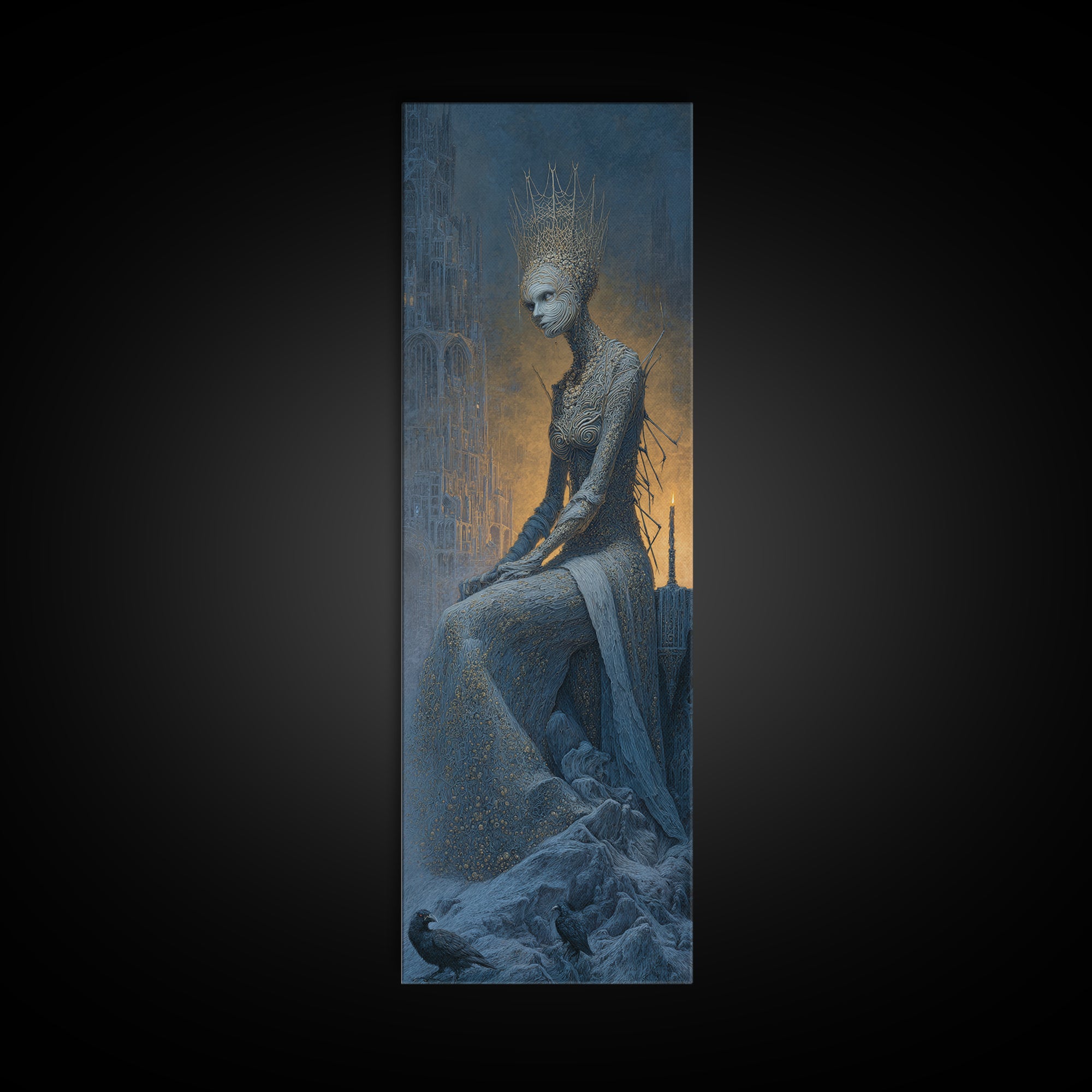 The Spider Queen, Surreal Apocalyptic Art, Tall Narrow Wall Art, Gothic Horror Wall Art, Canvas Print, Halloween Wall Art