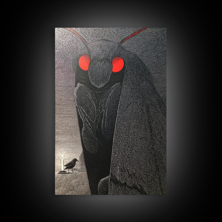 The Red-Eyed Moth Creature, Victorian Macabre Art, Vertical Wall Art, Dark Fantasy Wall Art, Canvas Print, Halloween Wall Art