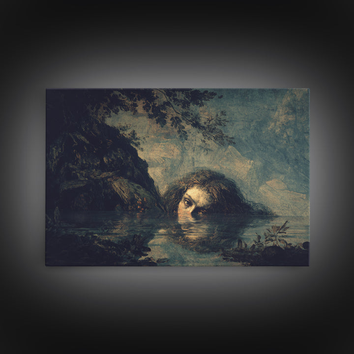 The Lake Phantom, Baroque Witchcraft Art, Landscape Wall Art, Gothic Horror Wall Art, Canvas Print, Halloween Wall Art